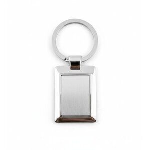 Silver Rectangle Metal Keychain With Polished & Brushed Finish